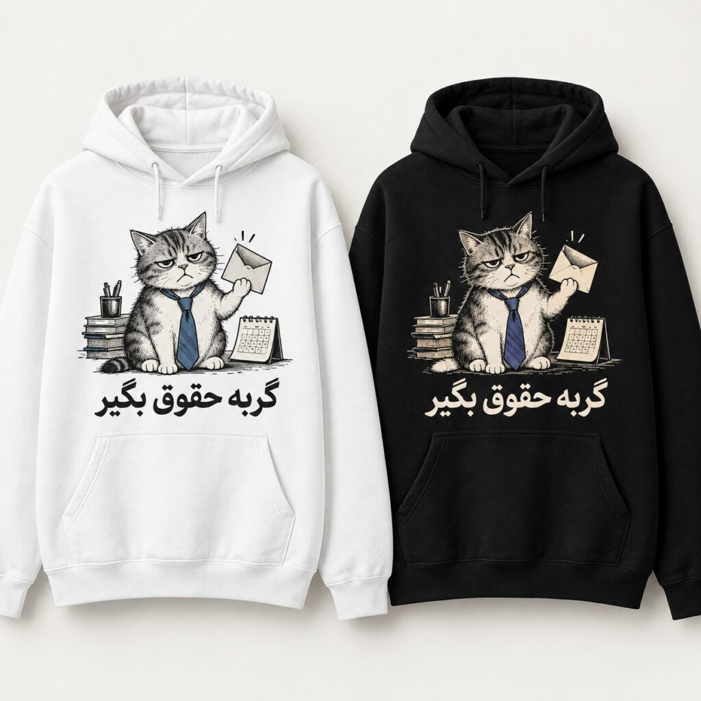 ماکاپ هودی گربه کارمند؛ نمای طرح محصول